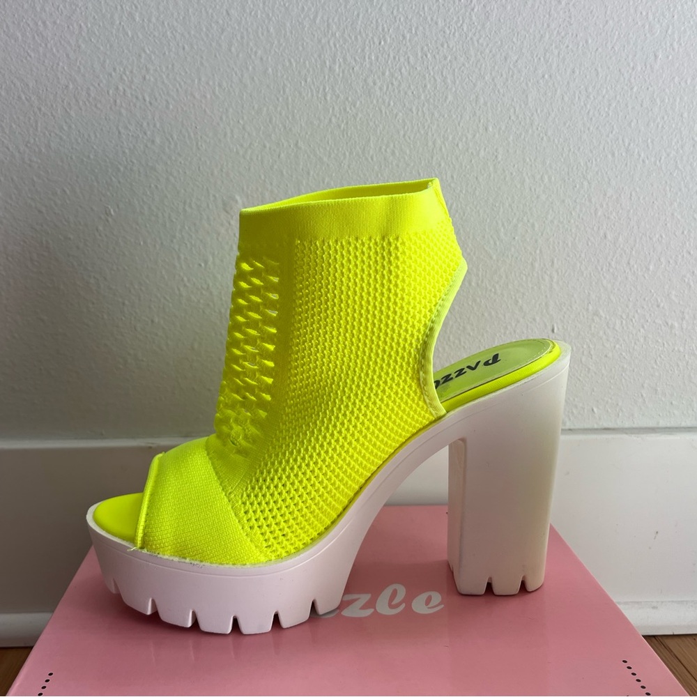 AKIRA Pazzle Chunky Neon Platform Heels